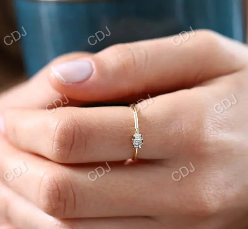 0.18CTW Bezel Set Baguette Lab Grown Diamond Wedding Ring