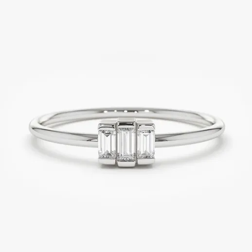 0.18CTW Bezel Set Baguette Lab Grown Diamond Wedding Ring