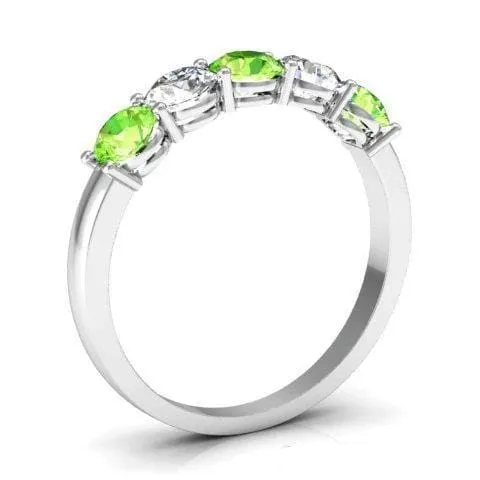 1.00cttw Shared Prong Peridot and Diamond Ring