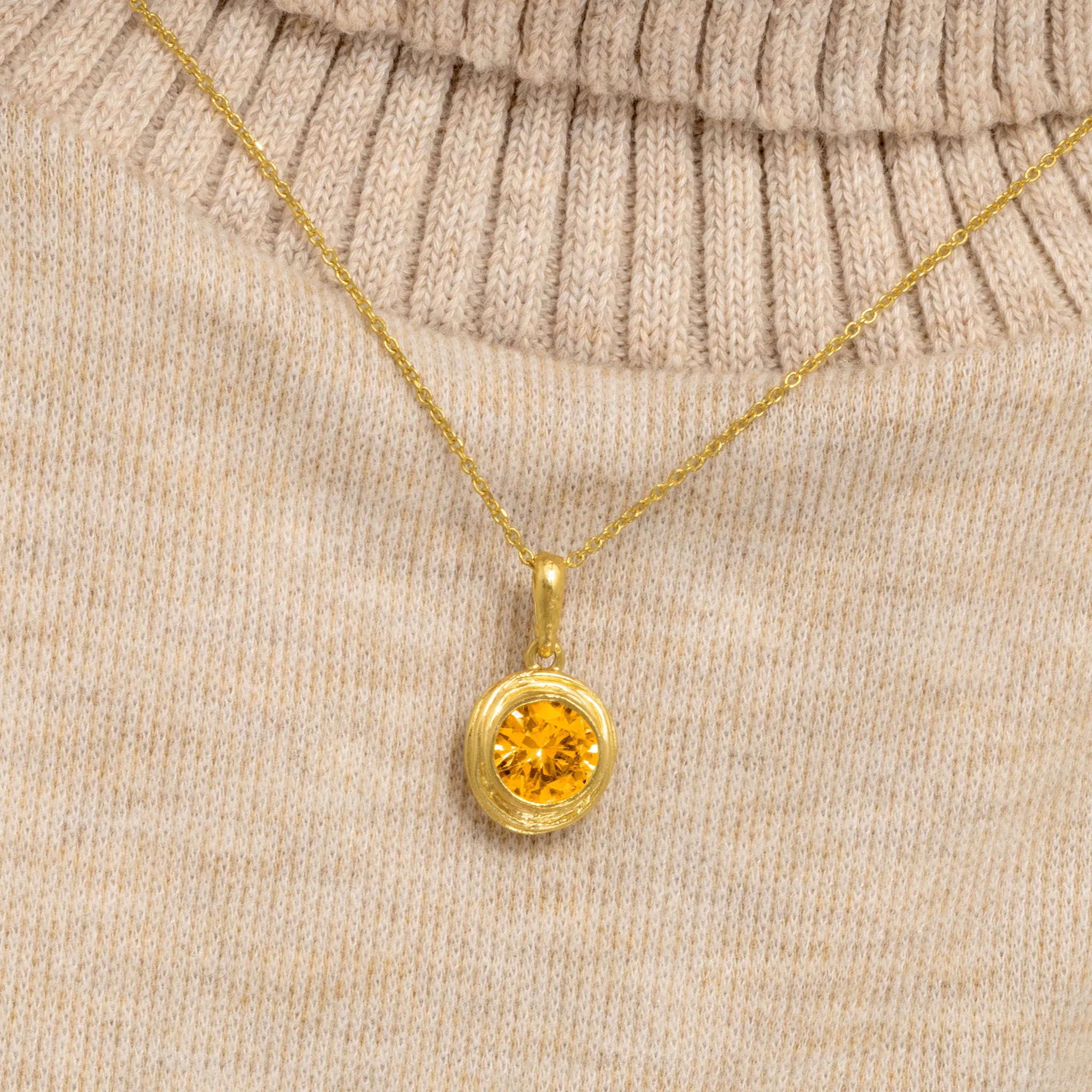 14K Gold Over Sterling Silver Citrine CZ Necklace