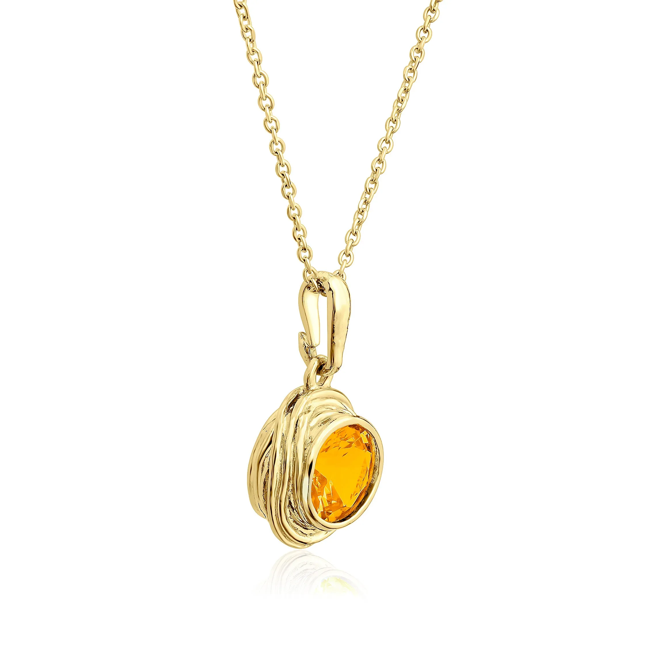 14K Gold Over Sterling Silver Citrine CZ Necklace