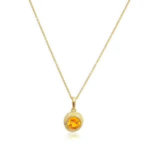 14K Gold Over Sterling Silver Citrine CZ Necklace