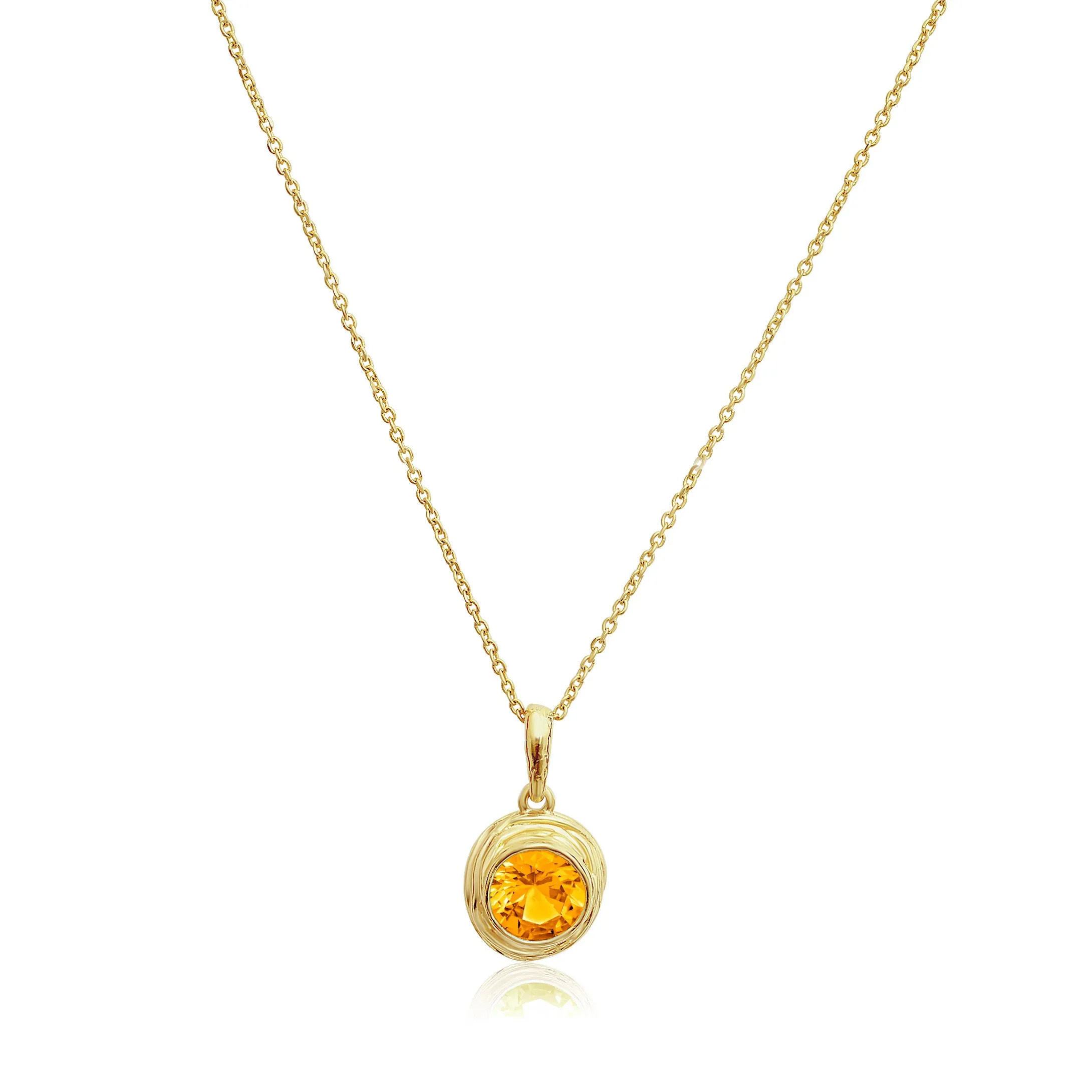 14K Gold Over Sterling Silver Citrine CZ Necklace