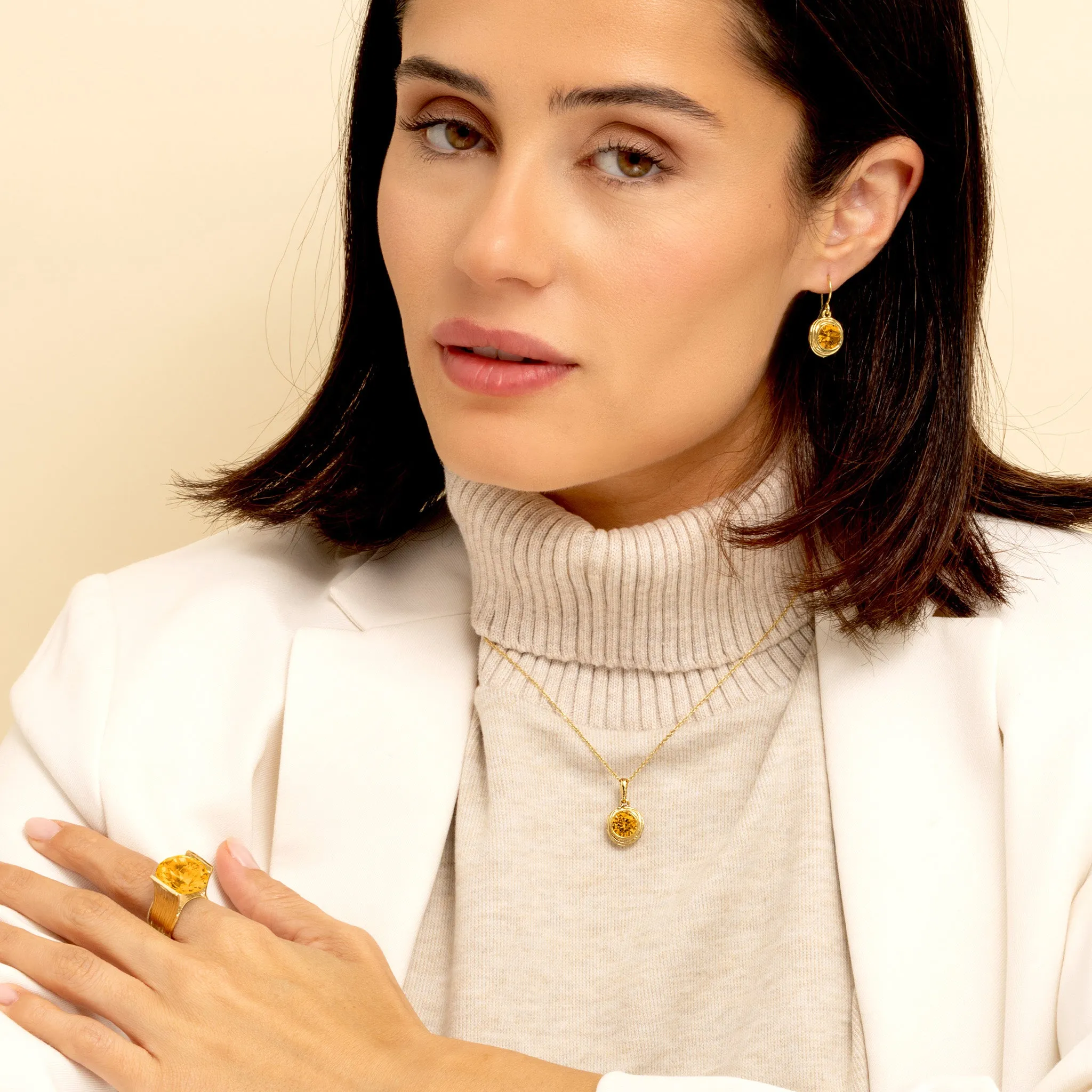 14K Gold Over Sterling Silver Citrine CZ Necklace