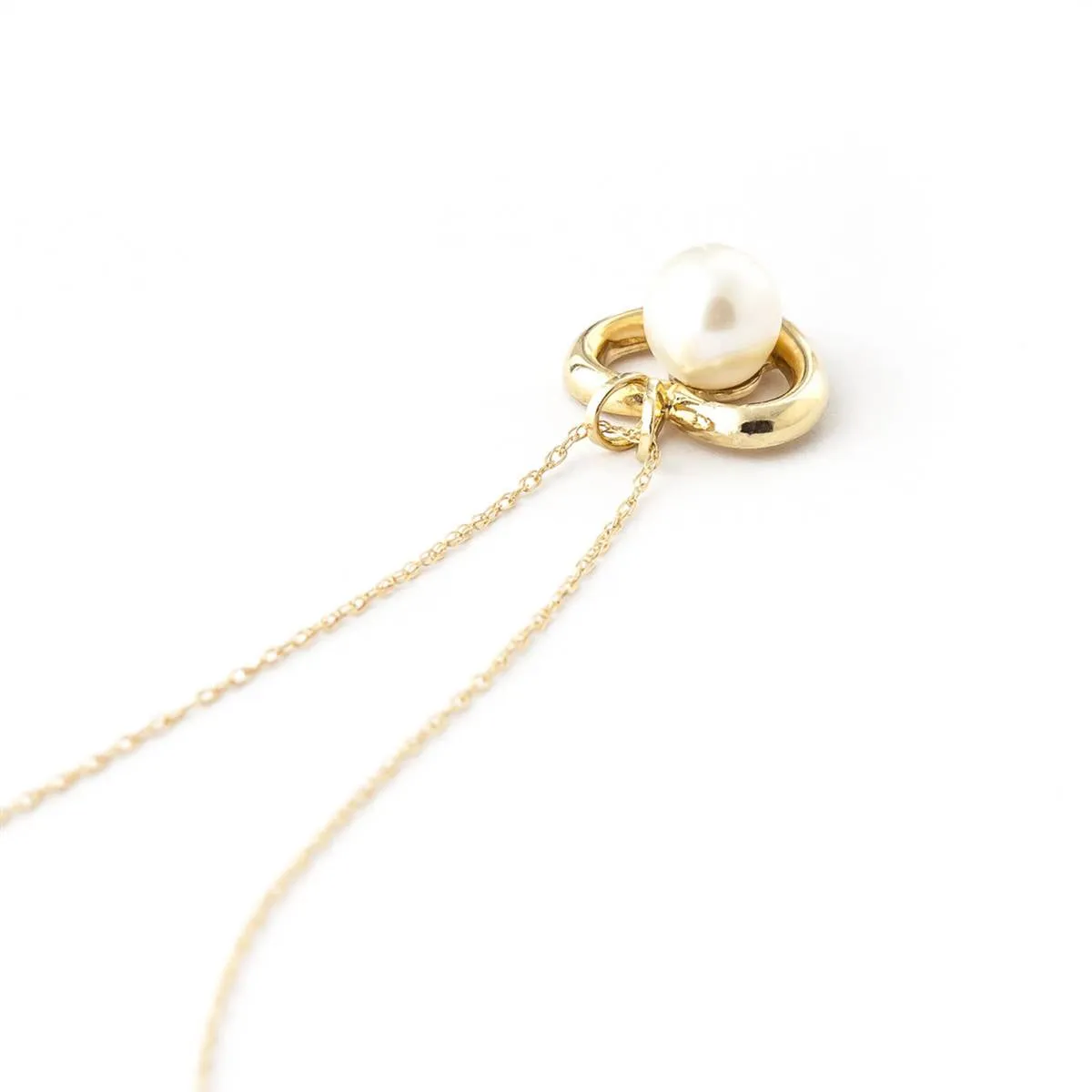 14K Solid Yellow Gold Heart Necklace w/ Natural Pearl
