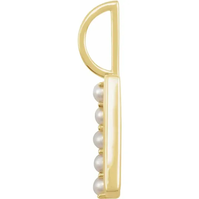 14K Yellow Gold Cultured White Pearl Initial D Charm/Pendant