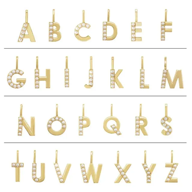 14K Yellow Gold Cultured White Pearl Initial D Charm/Pendant