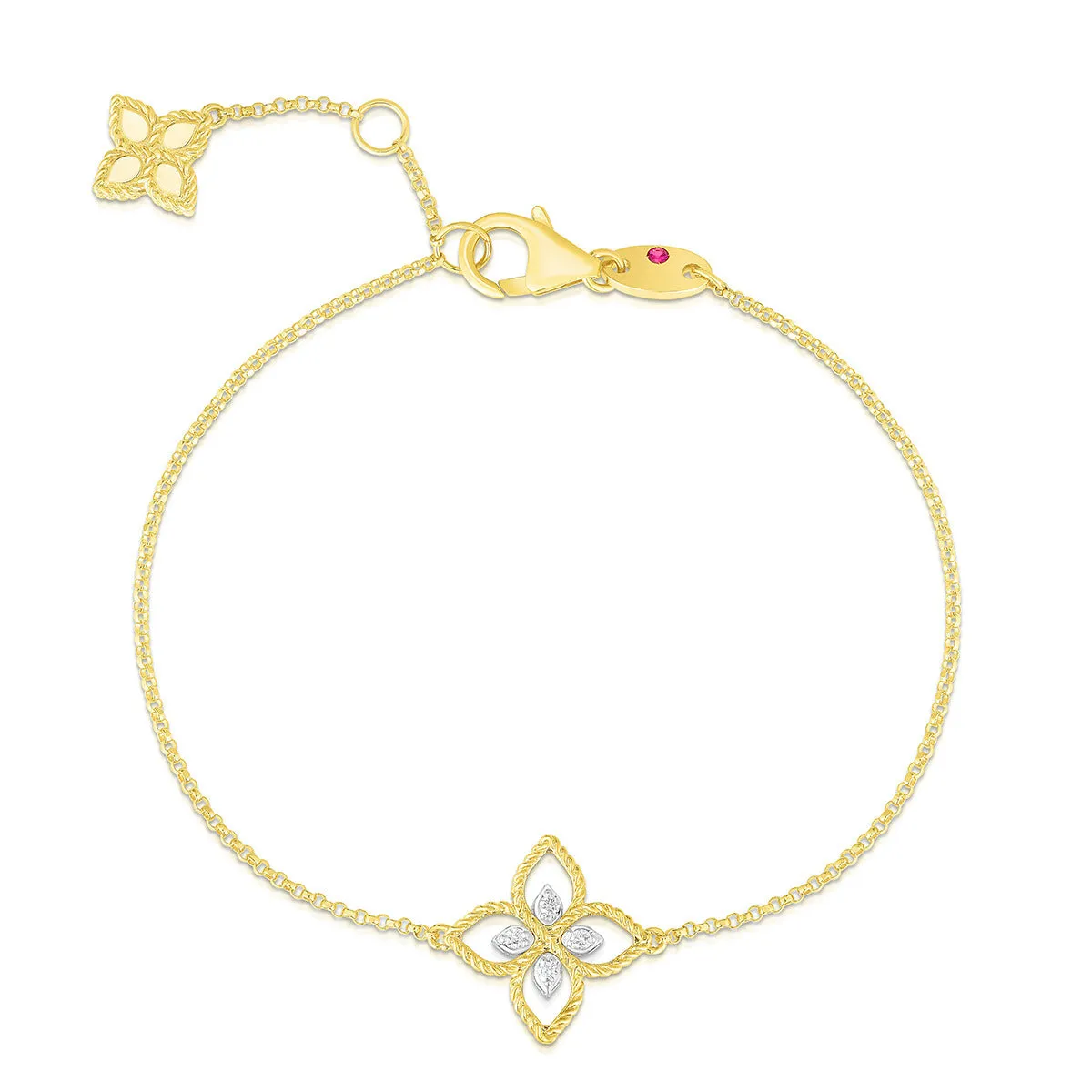 18K Principessa Small Single Diamond Flower Bracelet