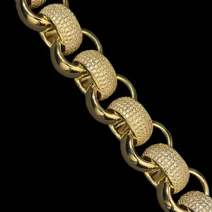 20mm XXL Gold Filled Belcher Bracelet Stones 8.5/9.5 Inch