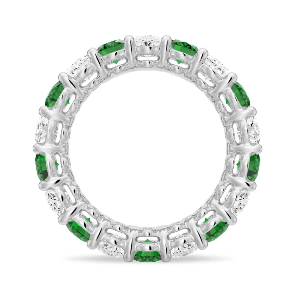 6.6 CT. Lab Grown White Sapphire with Green Gemstone Band