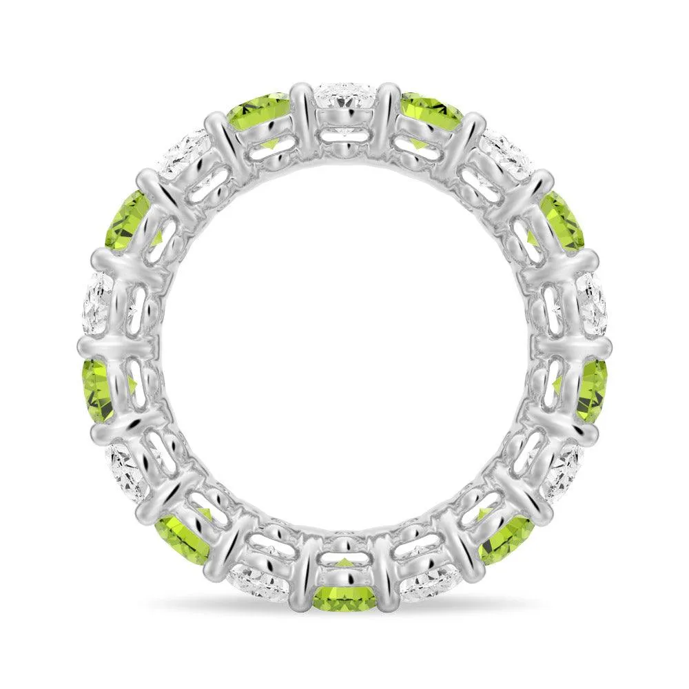 6.6 CT. Lab Grown White Sapphire with Green Gemstone Band