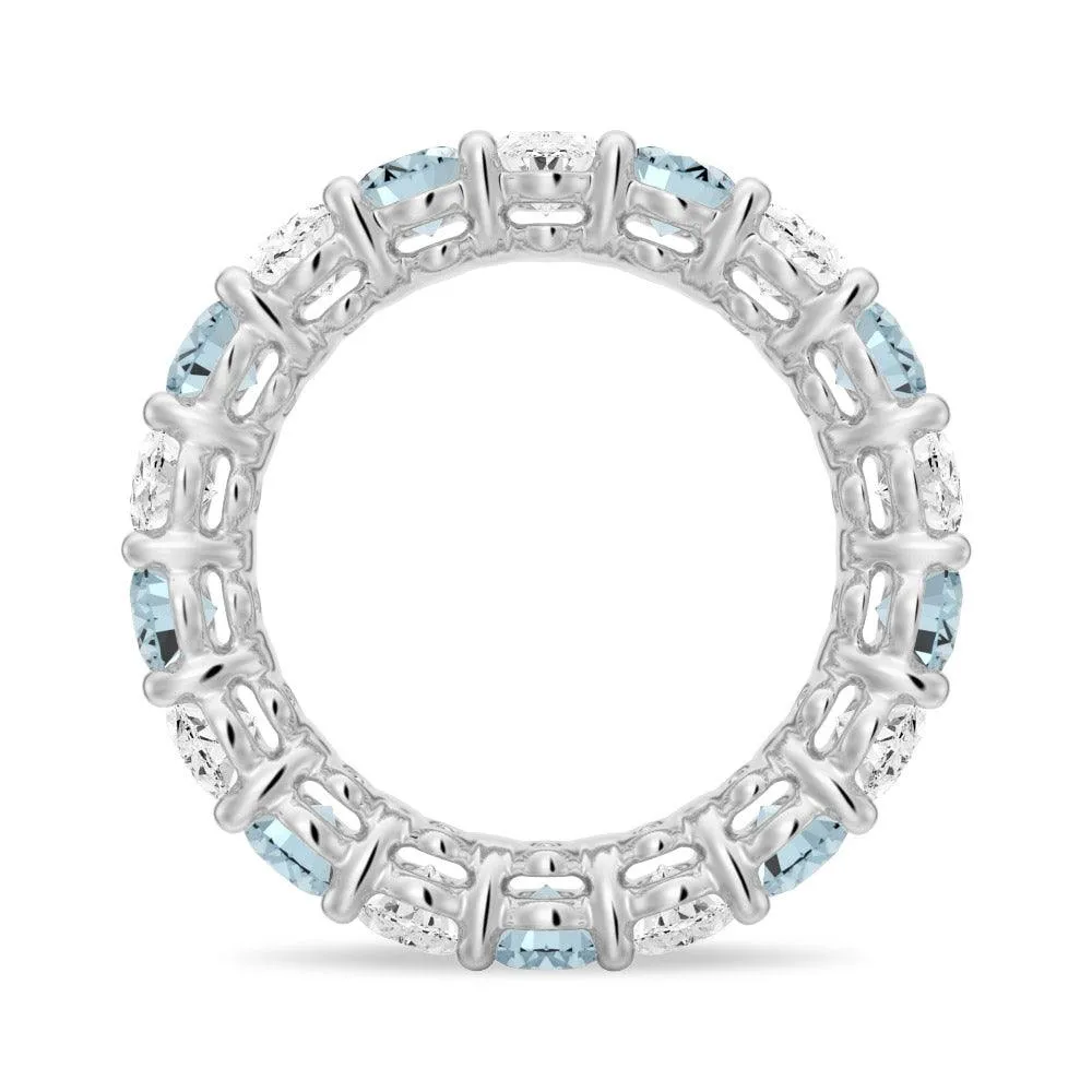 6.6 CT. Lab Grown White Sapphire with Green Gemstone Band