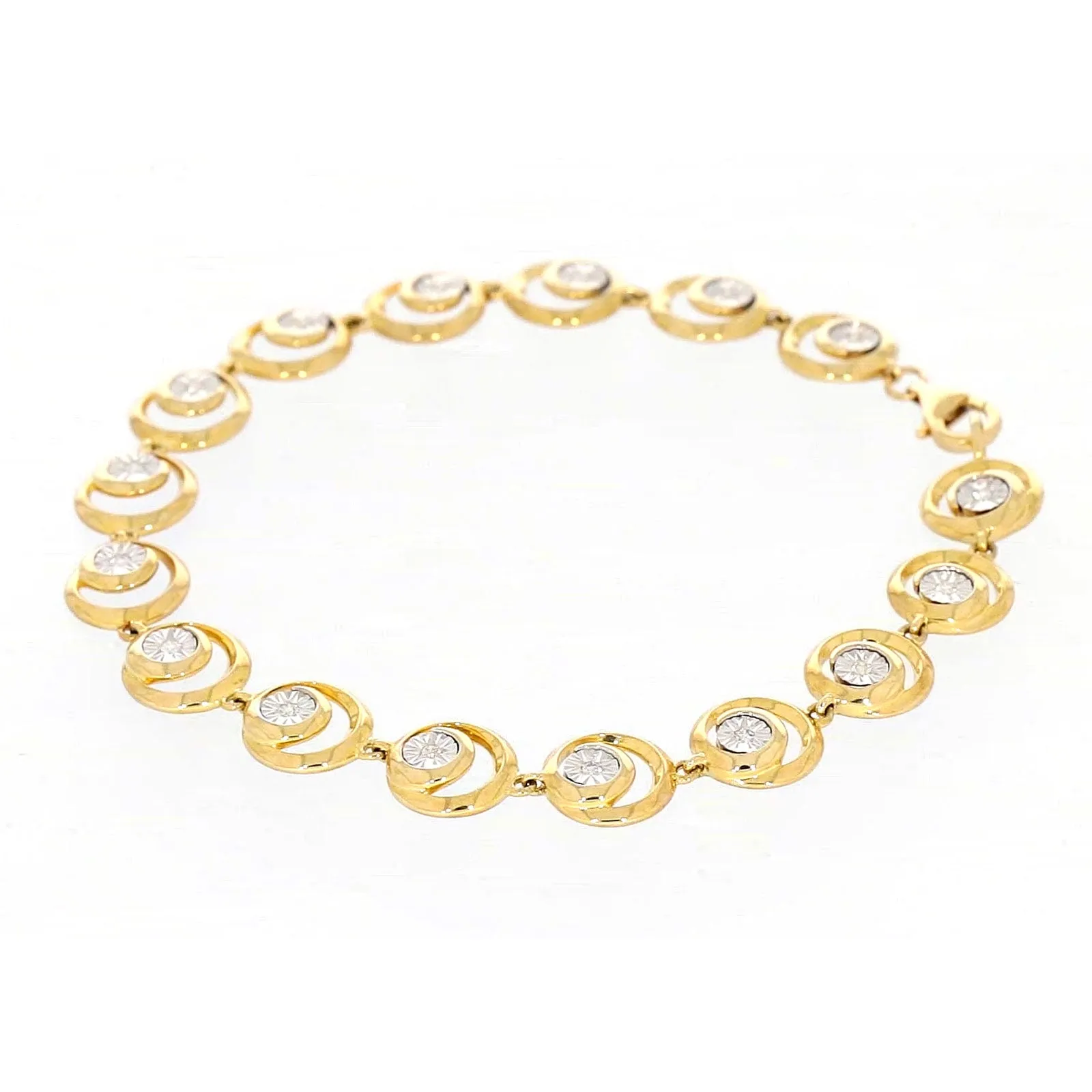 9ct Two Tone Gold  with 0.14 Carat tw of Diamonds Bracelet