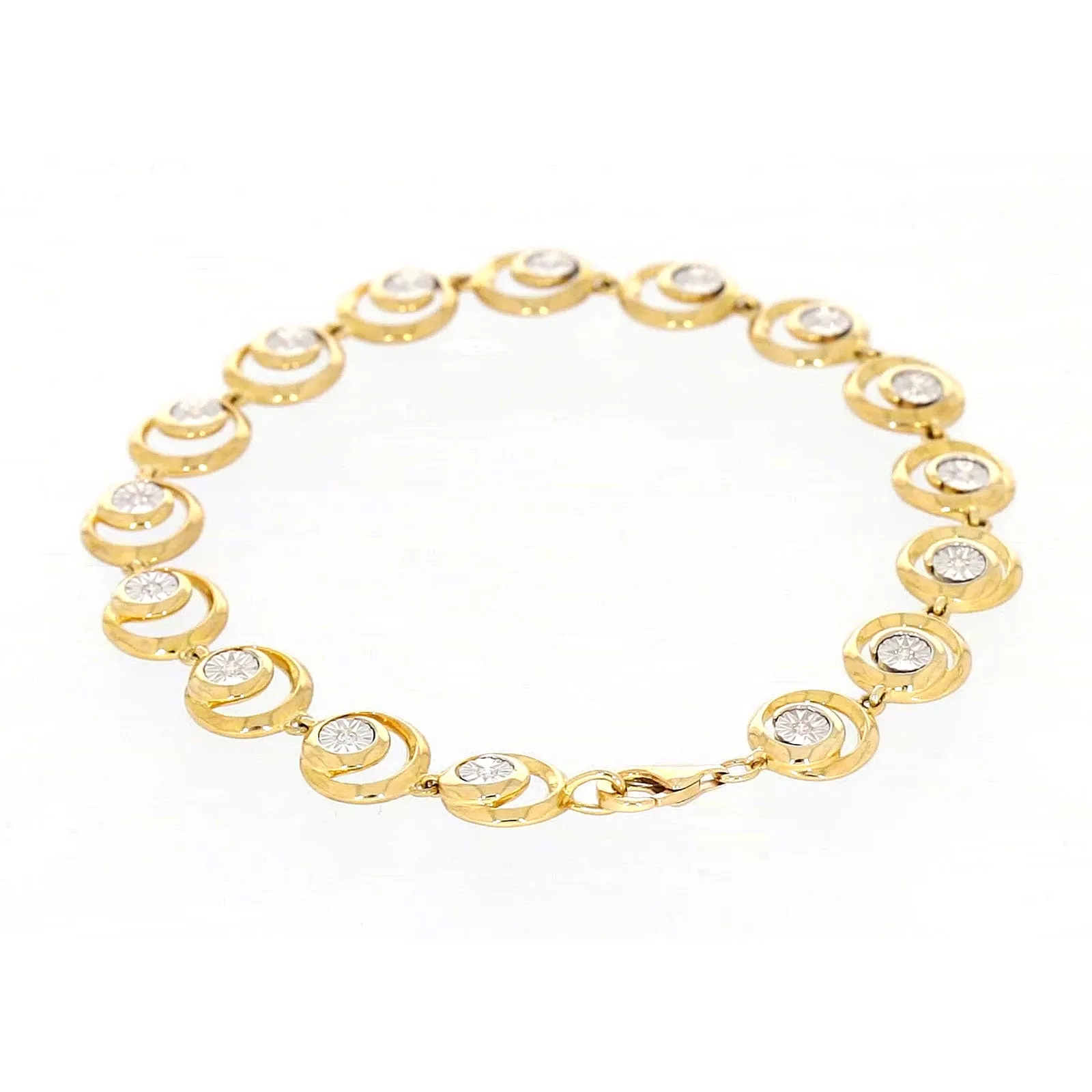 9ct Two Tone Gold  with 0.14 Carat tw of Diamonds Bracelet