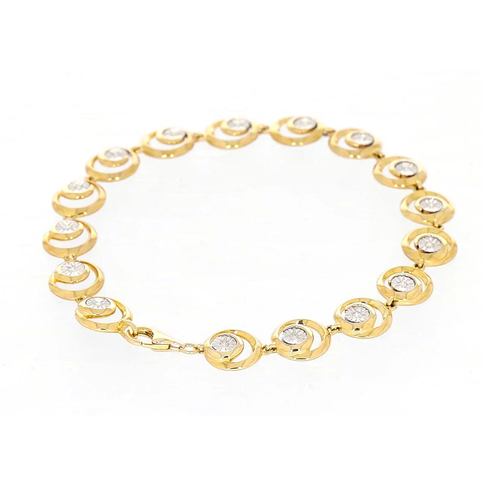 9ct Two Tone Gold  with 0.14 Carat tw of Diamonds Bracelet