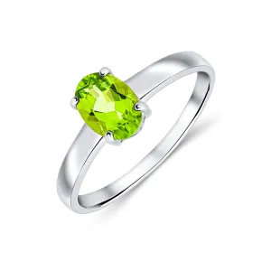 9ct White Gold Peridot Oval Solitaire Ring 0.85ct