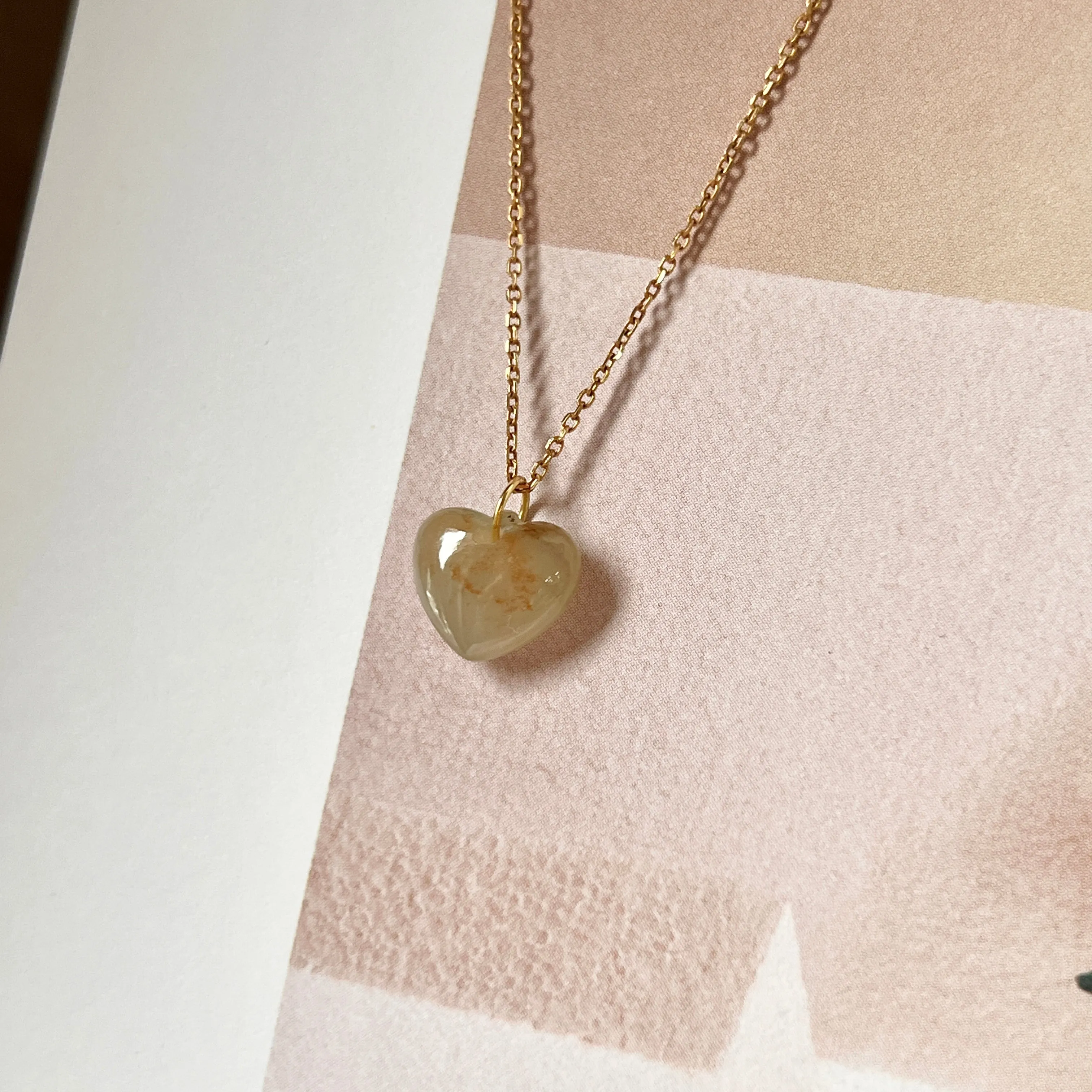 A-Grade Floral Osmanthus Jadeite Heart Pendant No. 172443