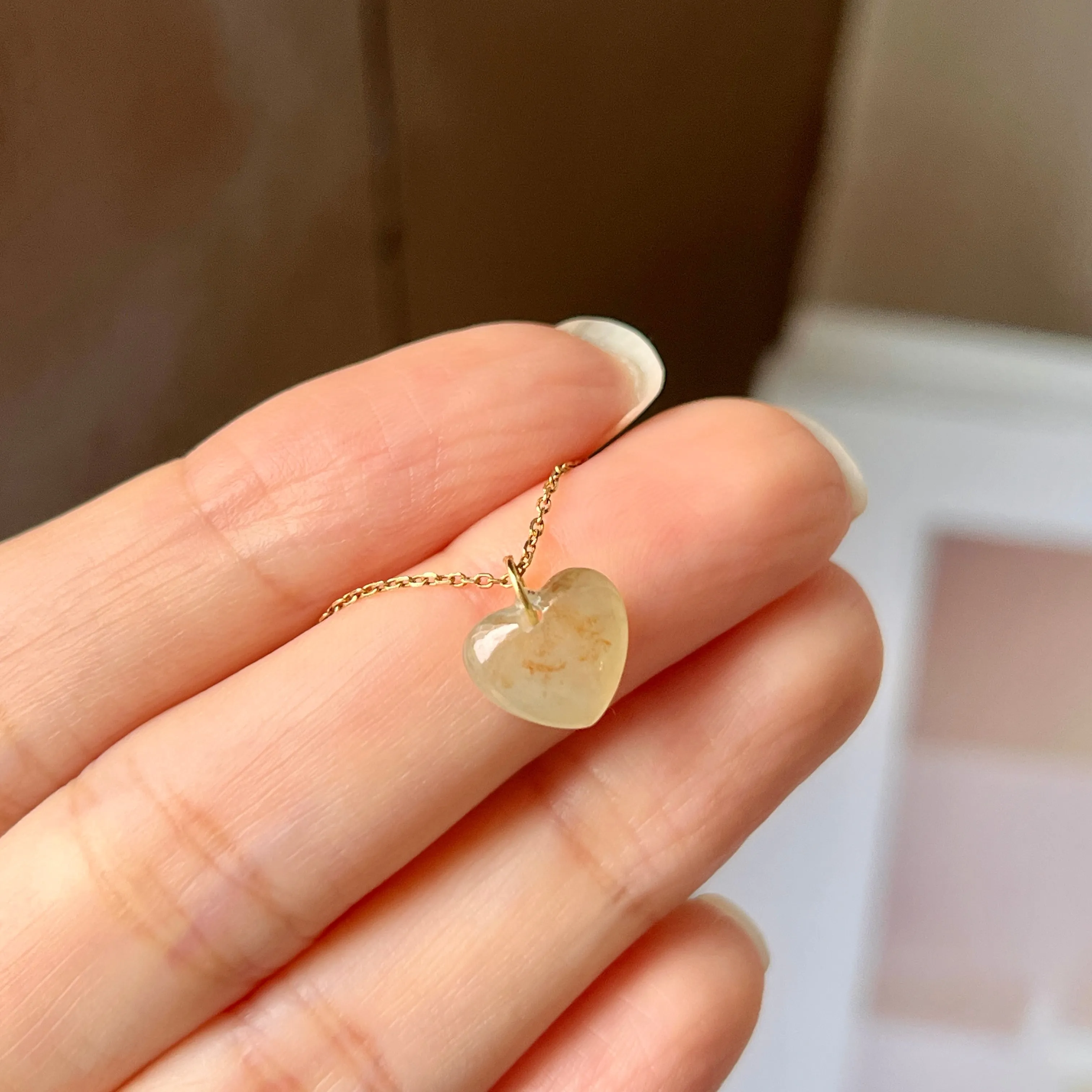 A-Grade Floral Osmanthus Jadeite Heart Pendant No. 172443