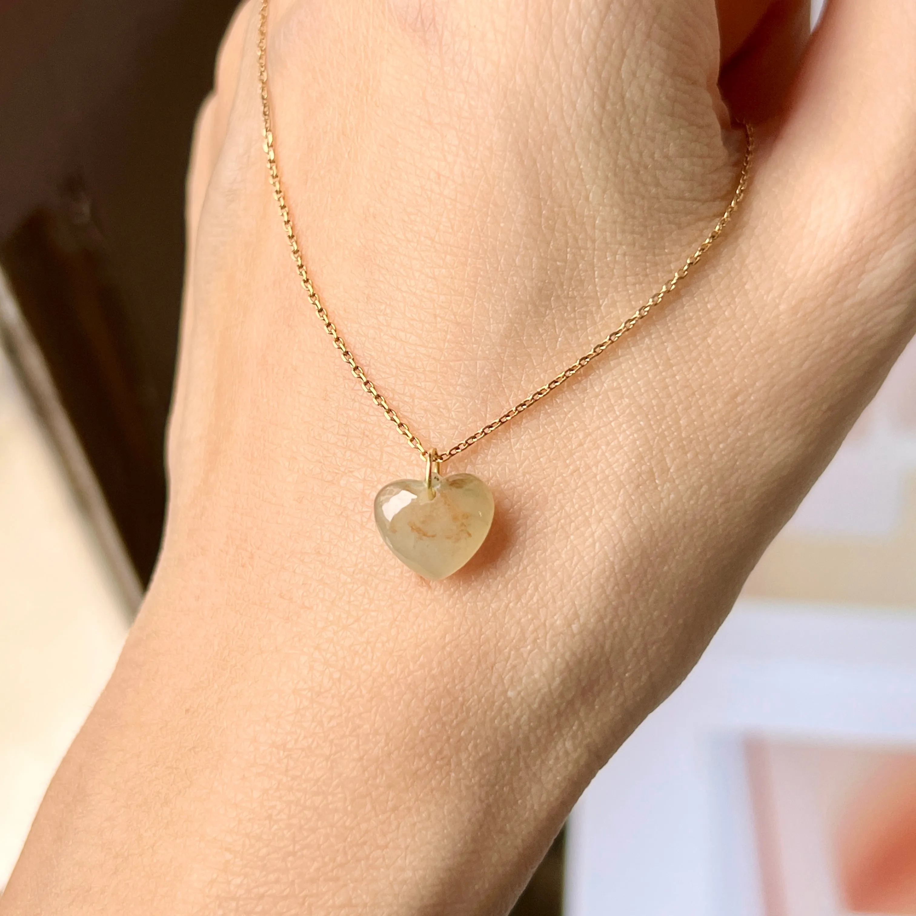 A-Grade Floral Osmanthus Jadeite Heart Pendant No. 172443