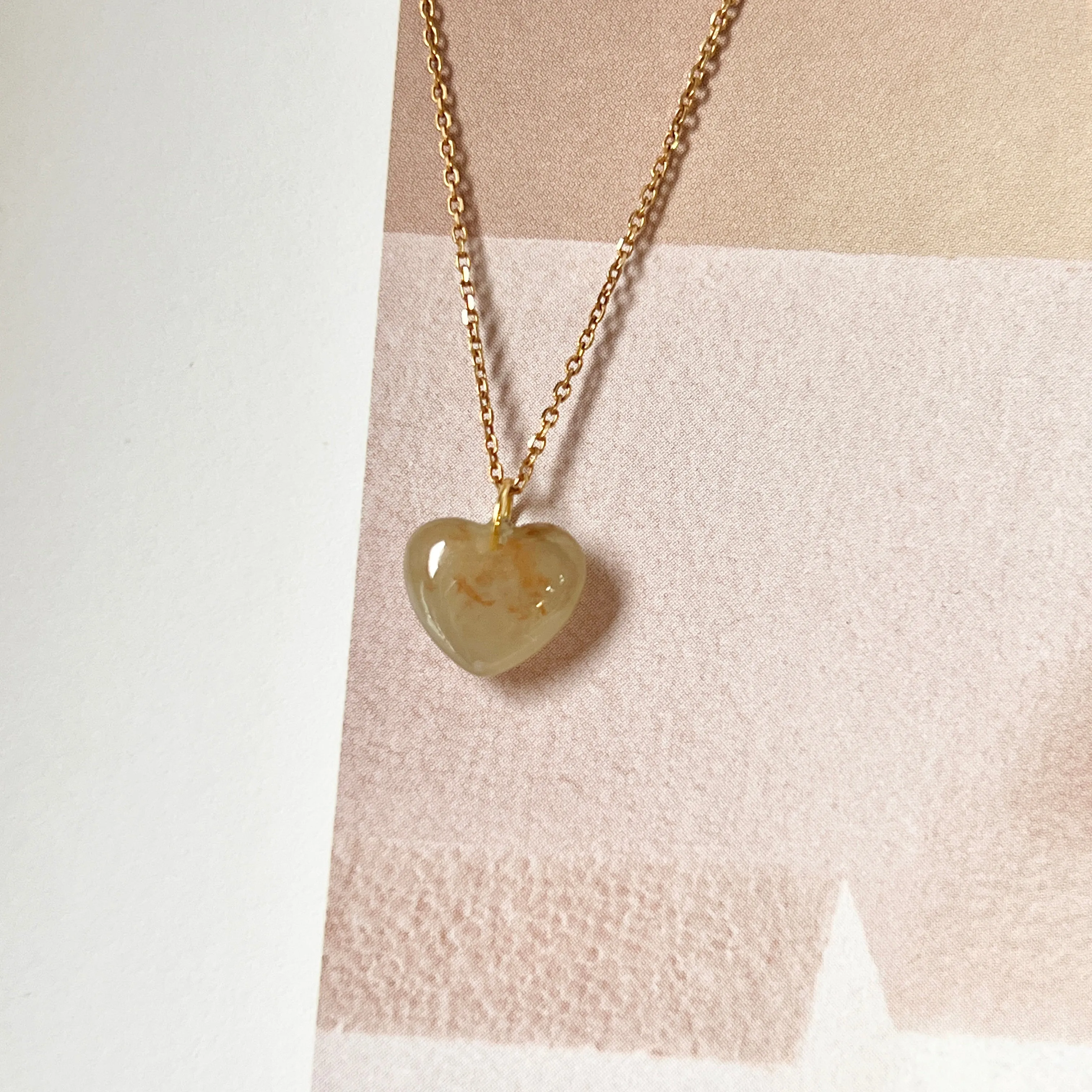 A-Grade Floral Osmanthus Jadeite Heart Pendant No. 172443