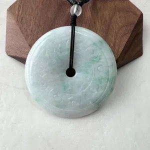 Antique Carving Jadeite Jade Large Circle Donut Carved Necklace, YJ-0921-0174979