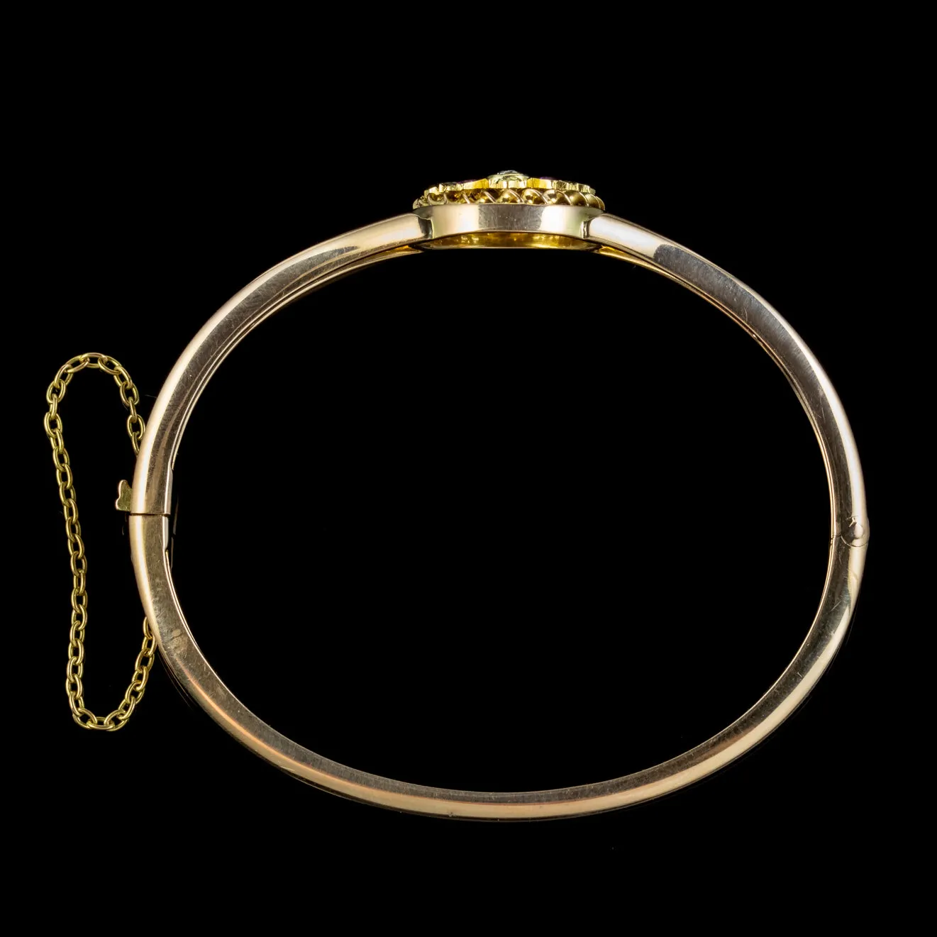 Antique Edwardian Suffragette Flower Bangle 15ct Gold Circa 1910