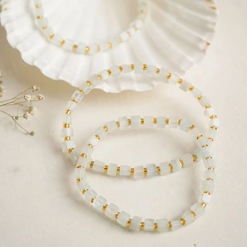 Aquamarine Cube Healing Crystal Bracelet