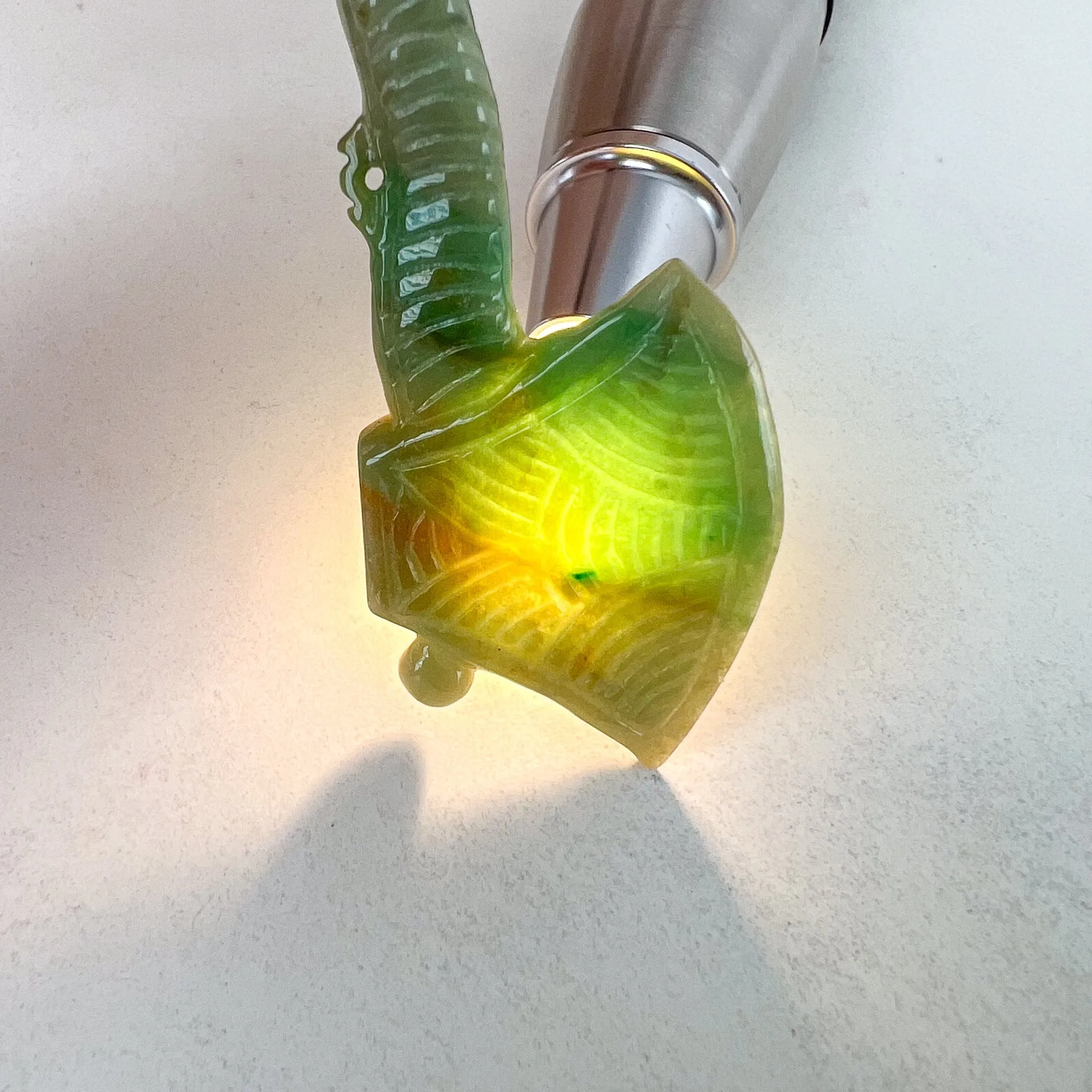 Ax Hatchet Pendant Jadeite Jade Green Hand Carved Pendant Necklace, WMC-0223-0002971