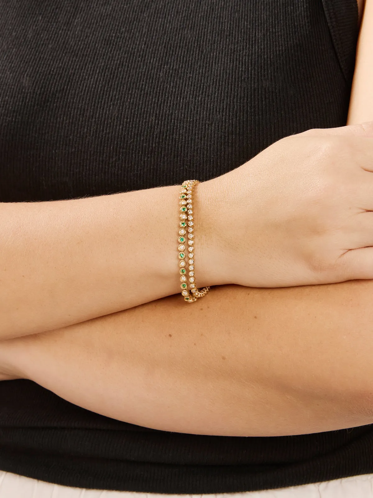 Baby Diamond Bezel Yellow Gold Tennis Bracelet