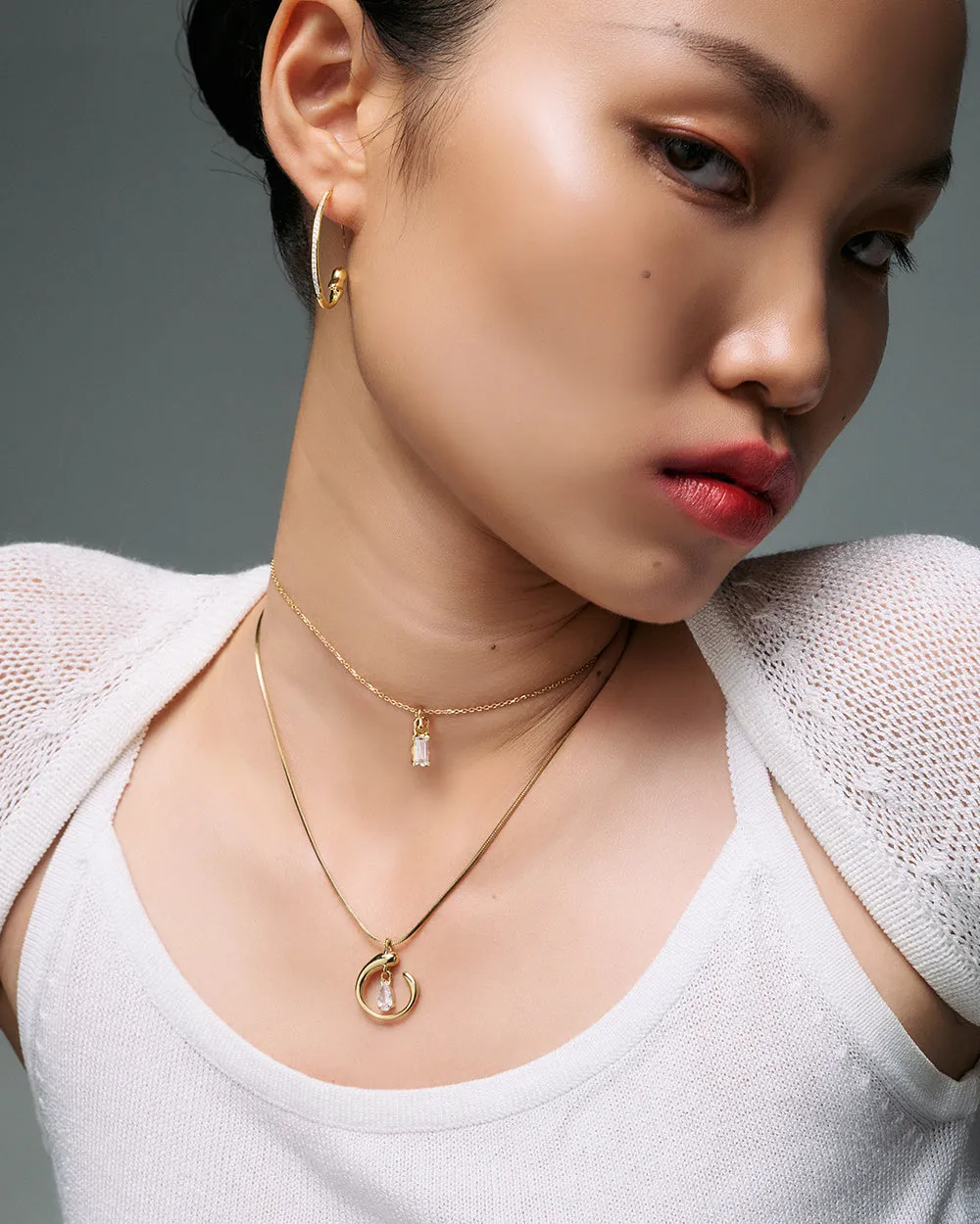 Baguette Pendant - White Gold