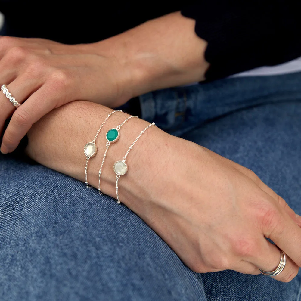 Barcelona Silver May Chrysoprase Birthstone Bracelet