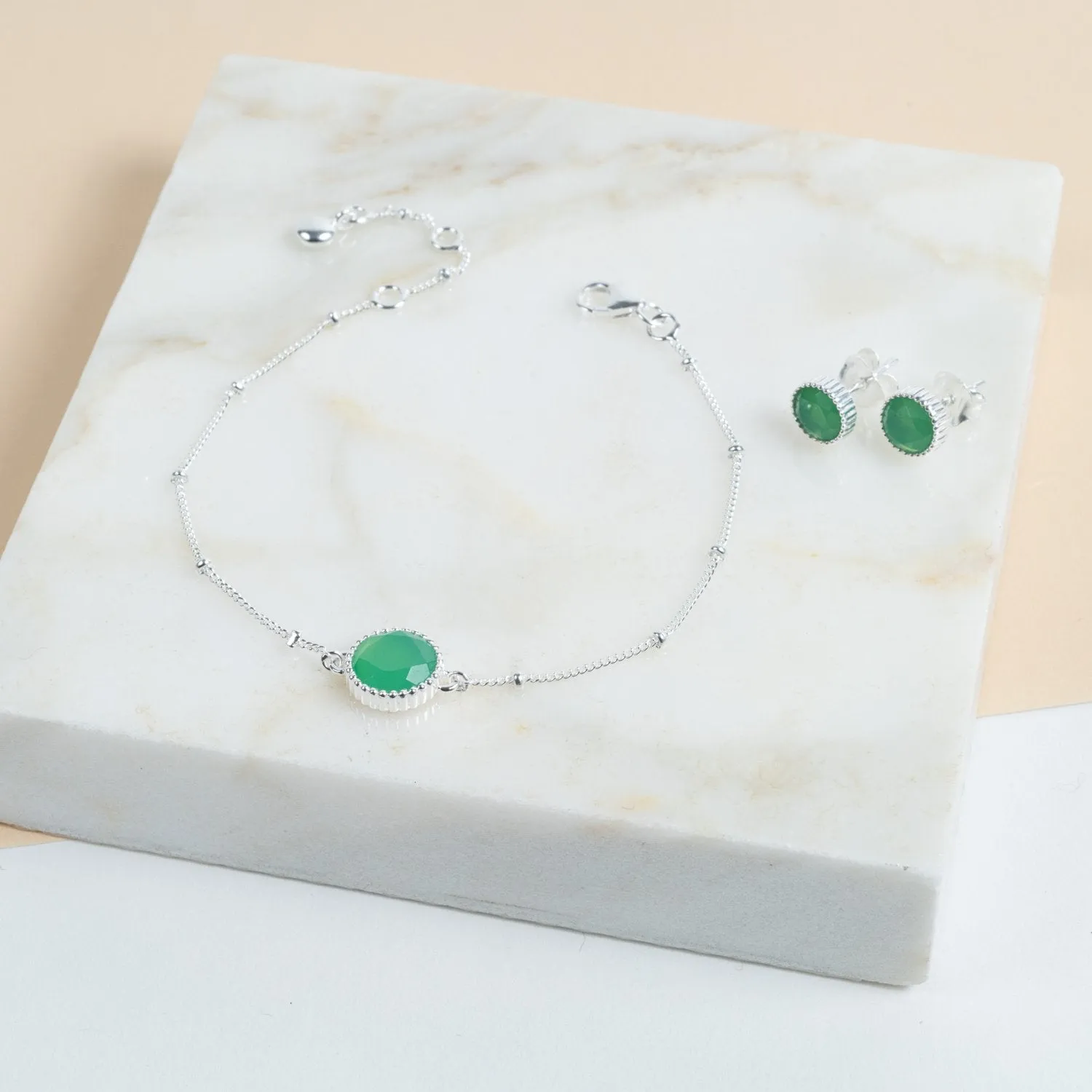 Barcelona Silver May Chrysoprase Birthstone Bracelet