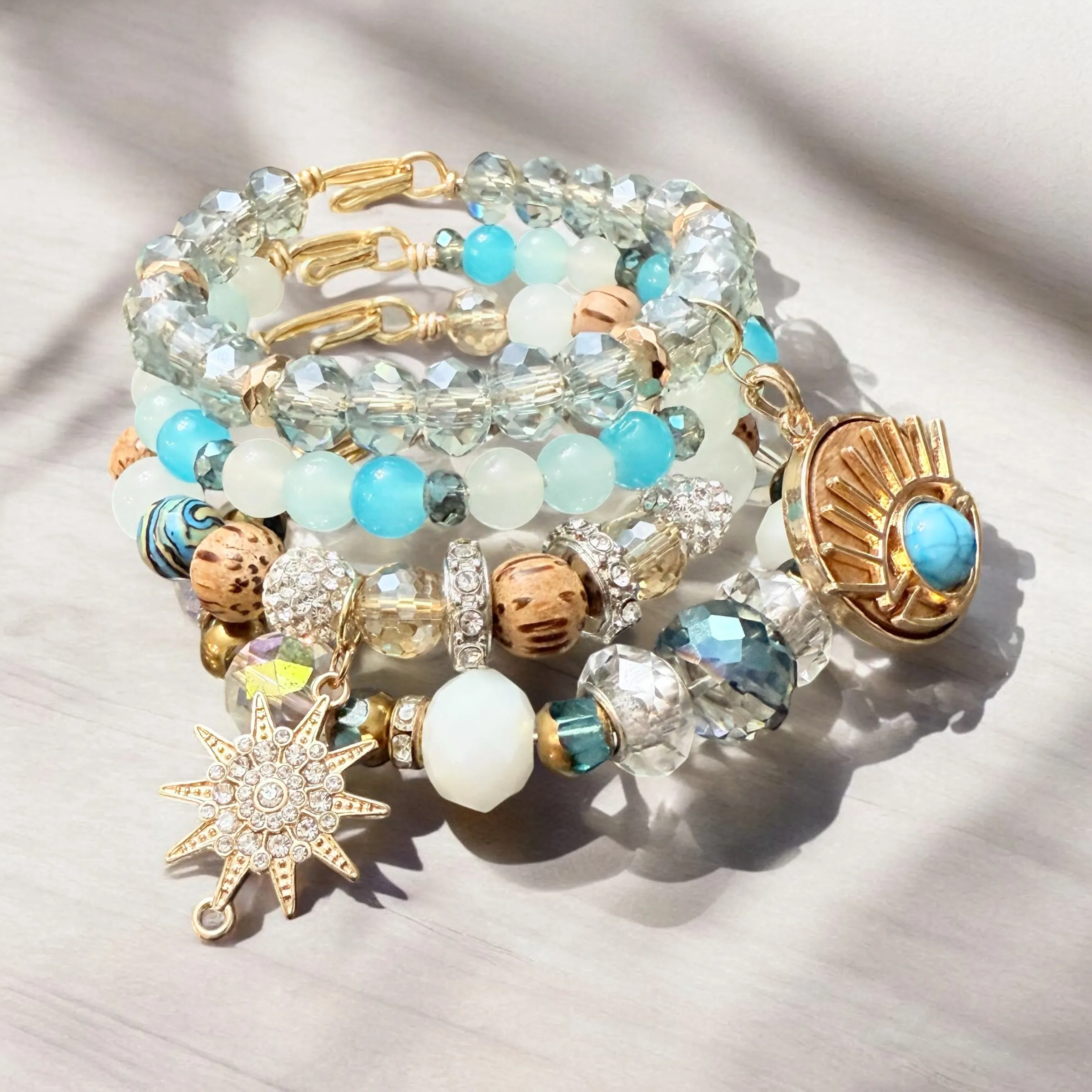 Beach Vibe Third Eye Bangle Set