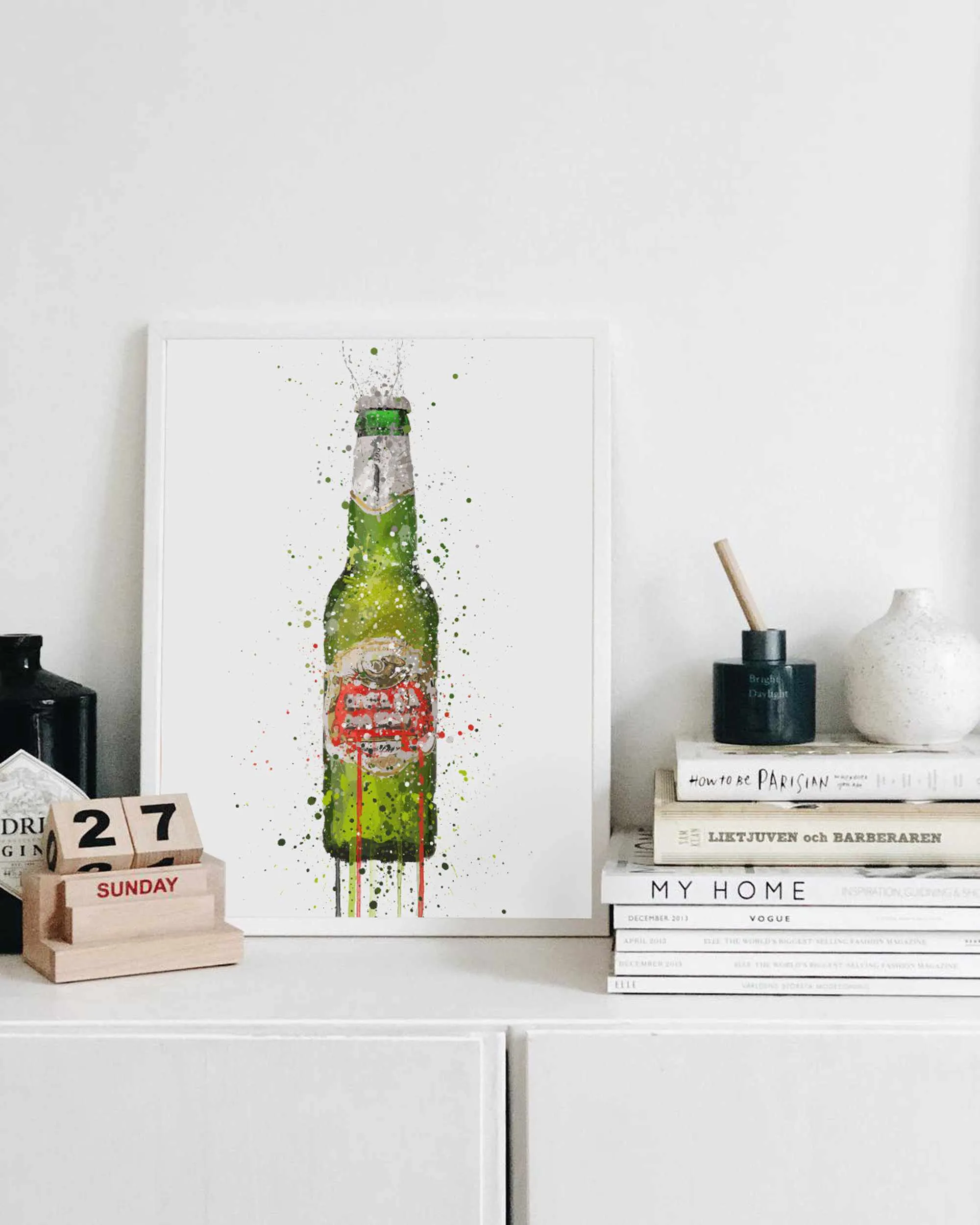 Beer Bottle Wall Art Print 'Peridot'