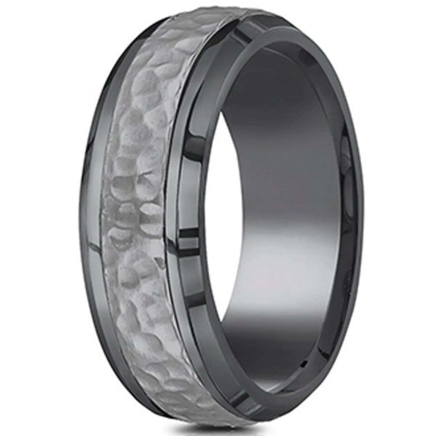 Benchmark Tantalum Hammered Texture Grey Wedding Band