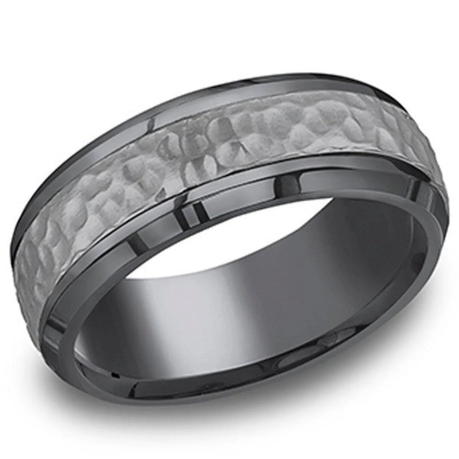 Benchmark Tantalum Hammered Texture Grey Wedding Band