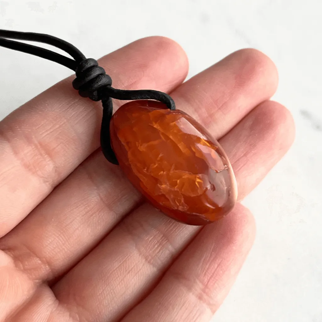 Carnelian Drop Gemstone Pendant Necklace - Fiery Vitality