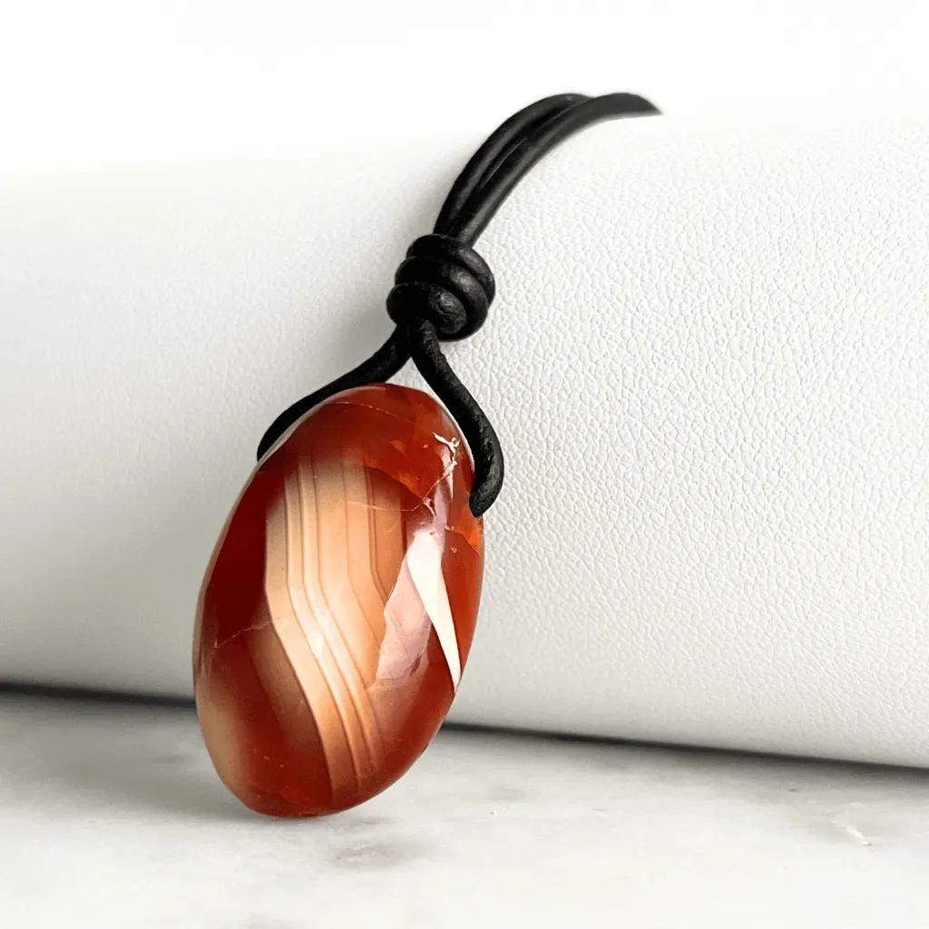 Carnelian Drop Gemstone Pendant Necklace - Fiery Vitality