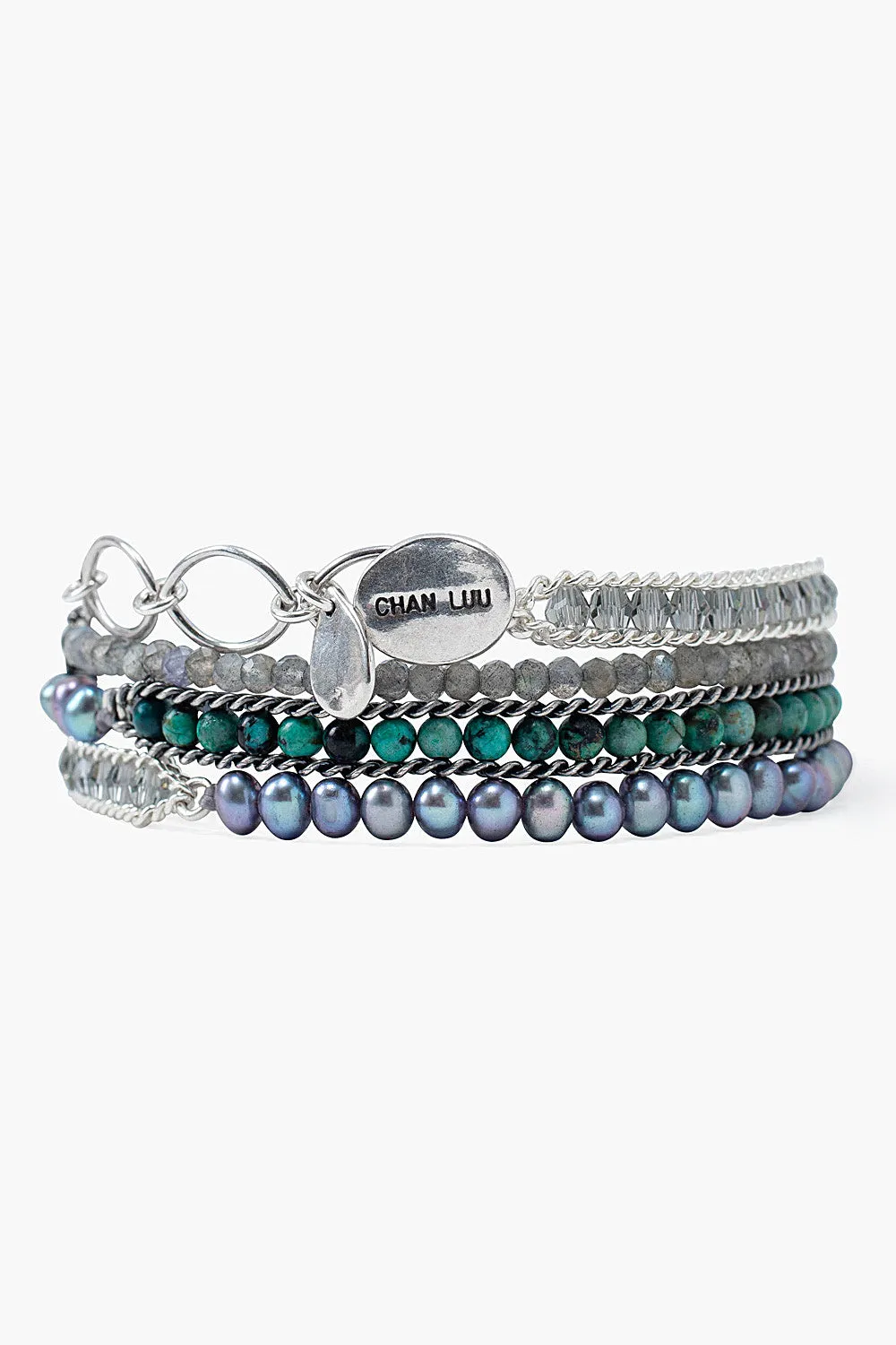 Chan Luu Turquoise Pearl Mix Naked Wrap Bracelet
