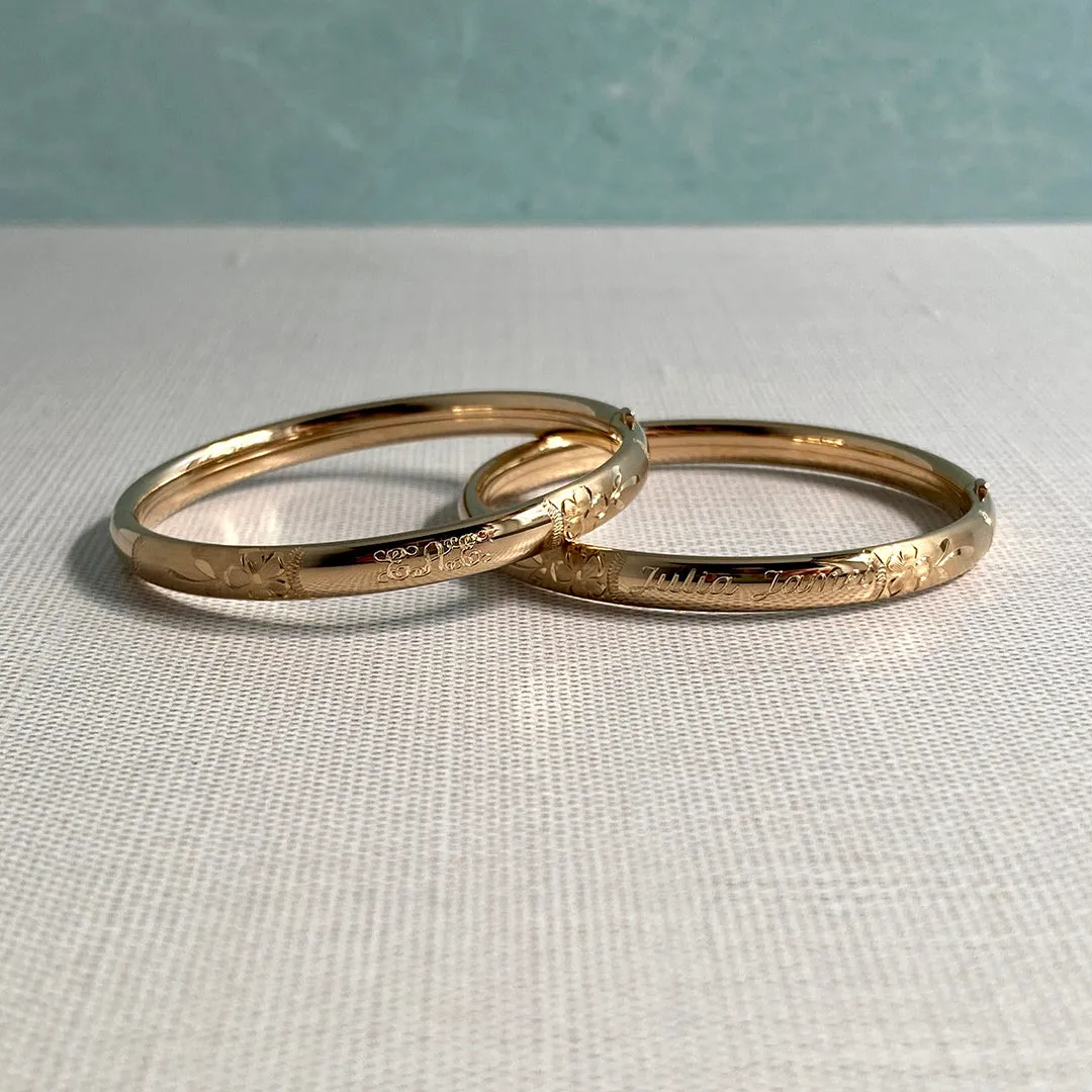 Child 14K Gold Filled Floral Signet Bangle