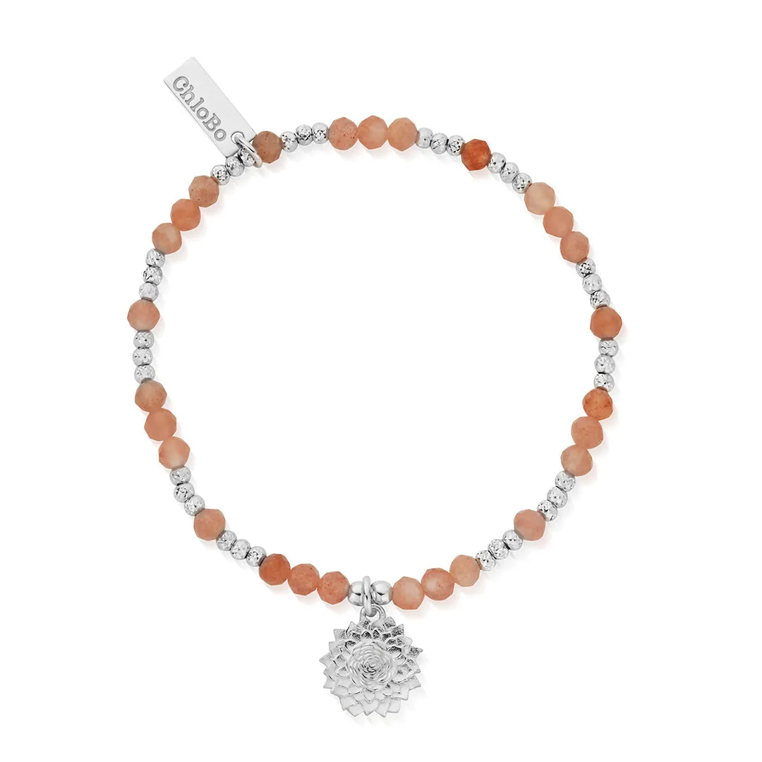 ChloBo Sterling Silver Sunflower Peach Moonstone Bracelet