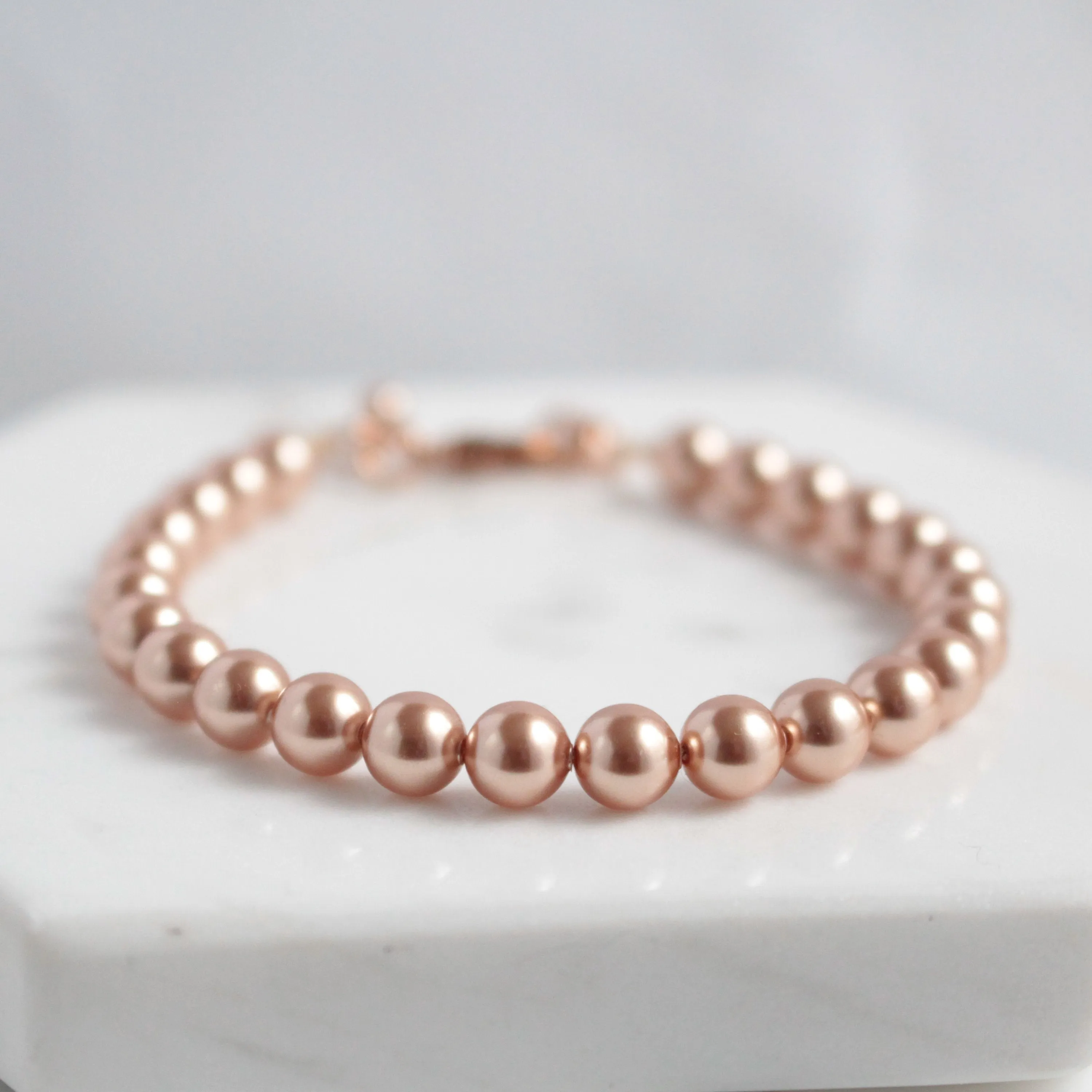 Classic Pearl and Rose Gold Bracelet 6mm