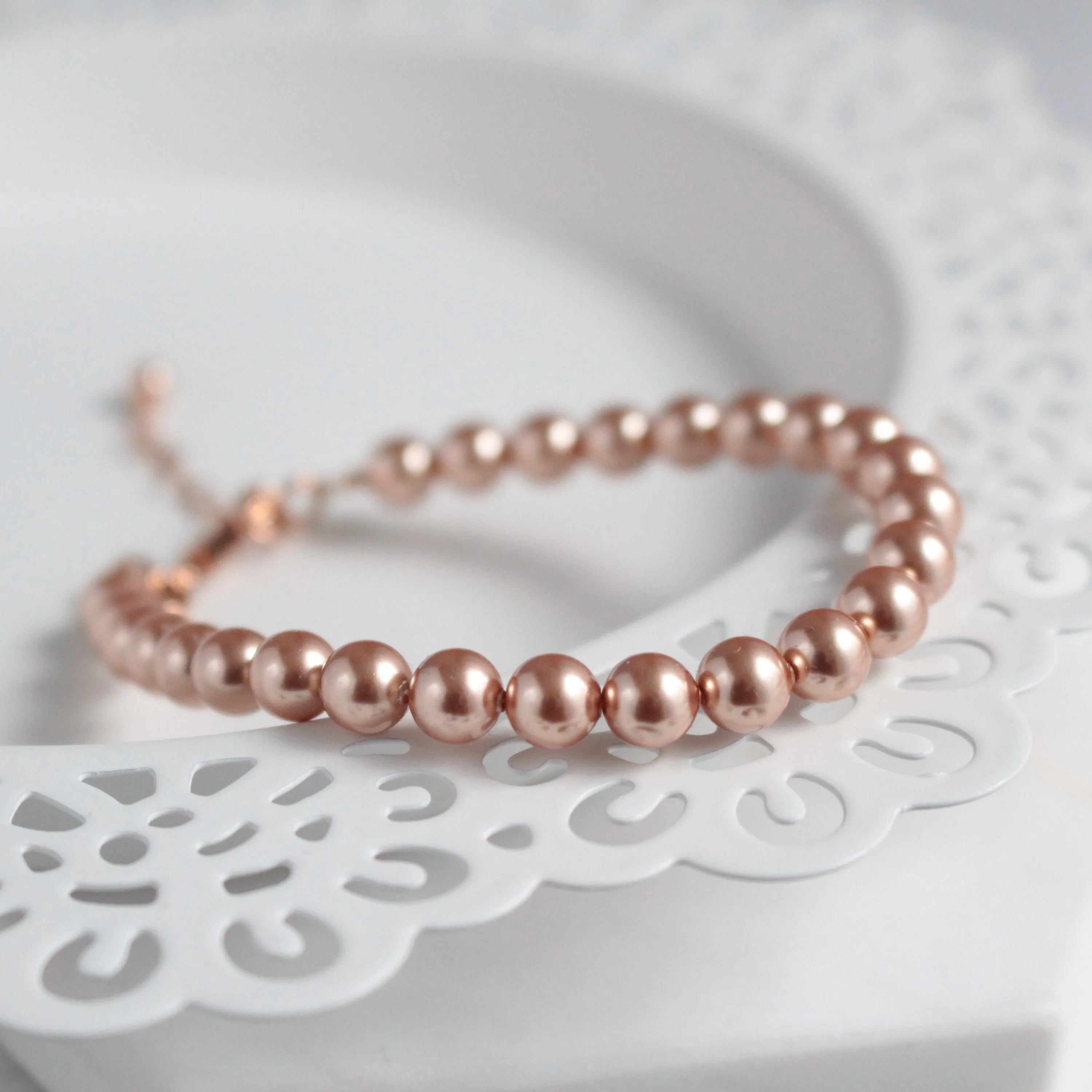 Classic Pearl and Rose Gold Bracelet 6mm