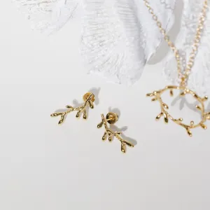 Coral medium Gold stud  Earrings