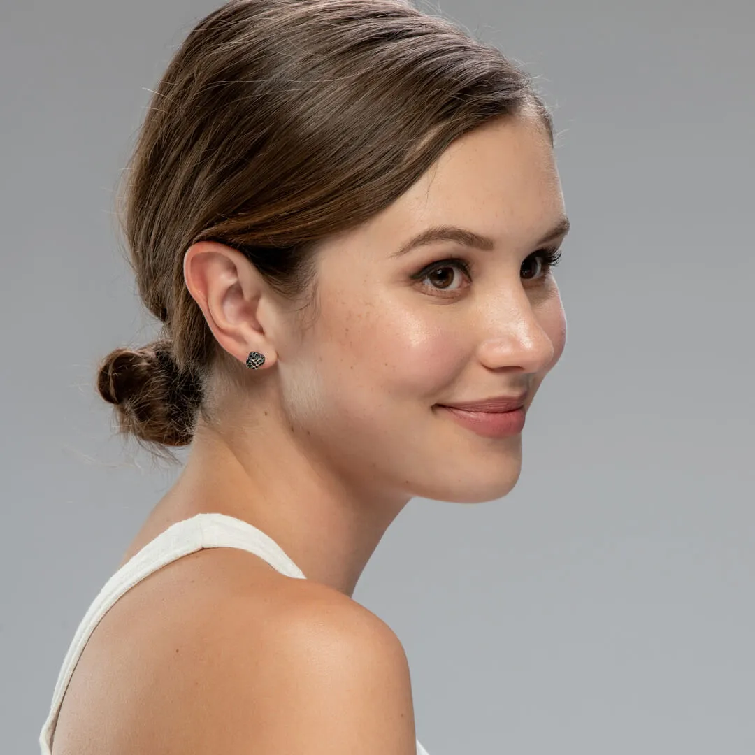 Coral - stud earrings - silver 925 - black oxidation