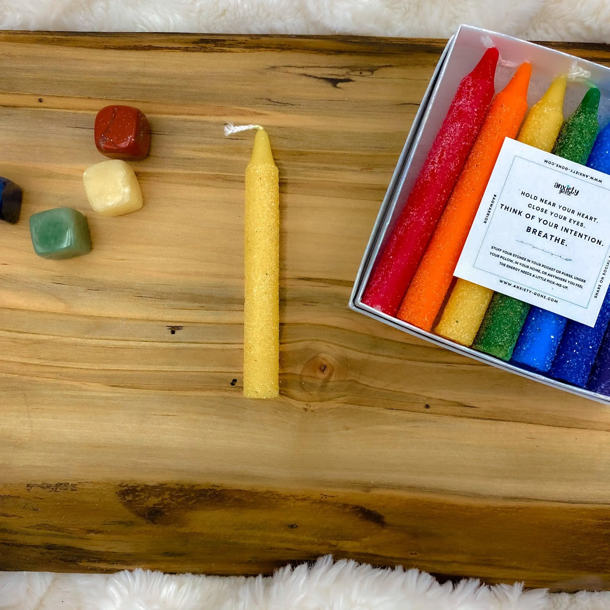 Crystal Sprinkled Chakra Candles 4" Pillars