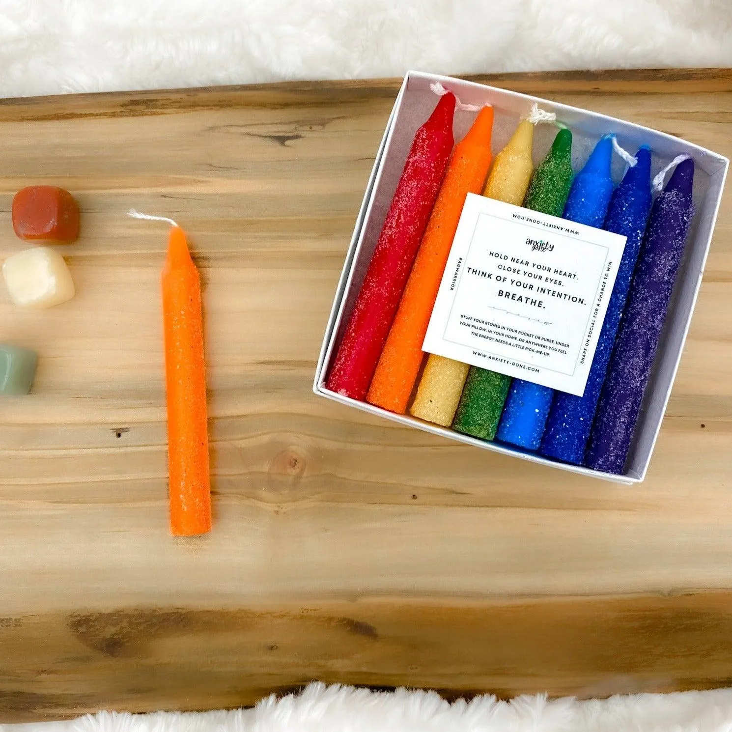 Crystal Sprinkled Chakra Candles 4" Pillars