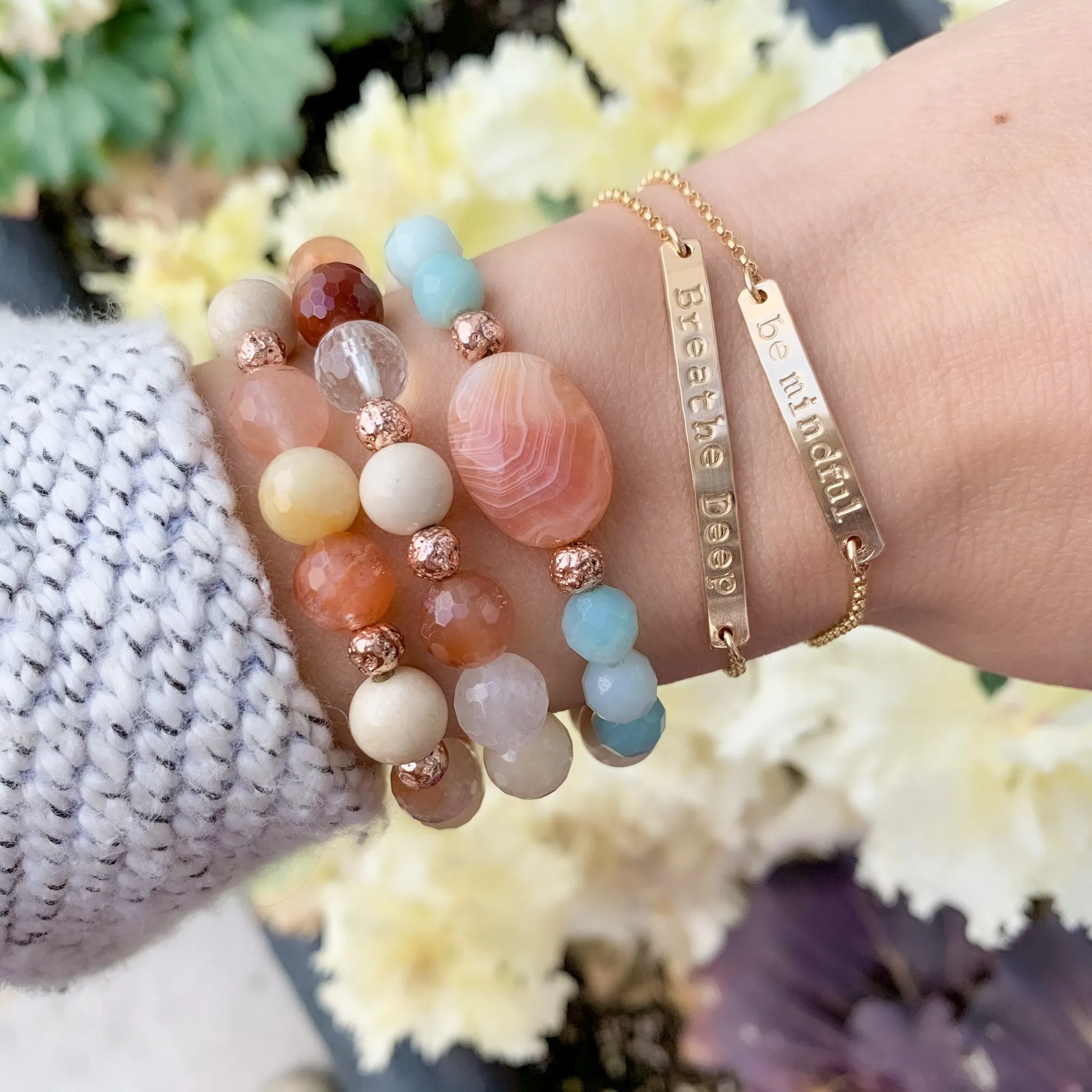 Custom Mantra Bar Bracelet | Gold