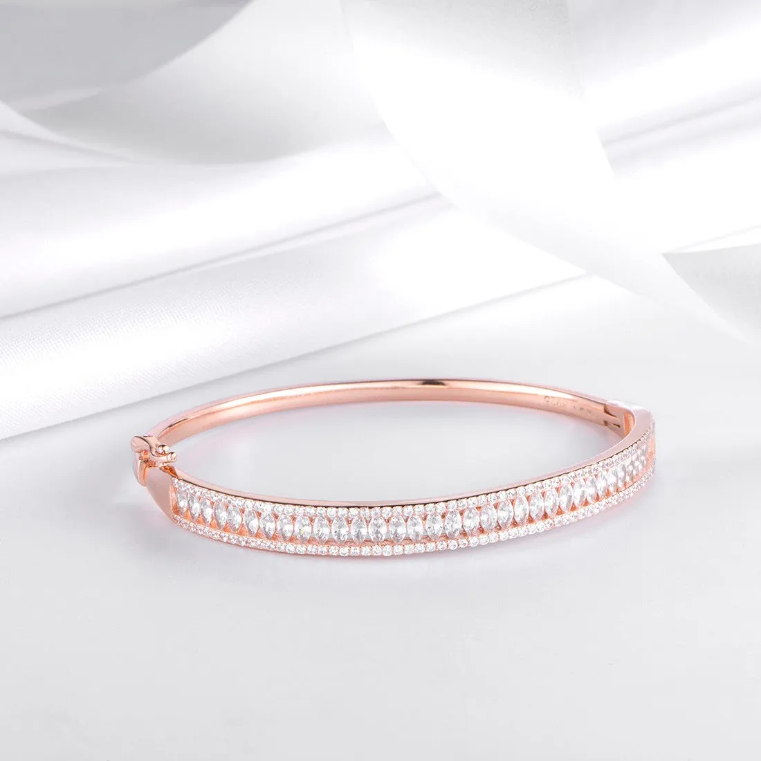 CZ Rose Gold Plated 925 Sterling Silver Kada Bracelet
