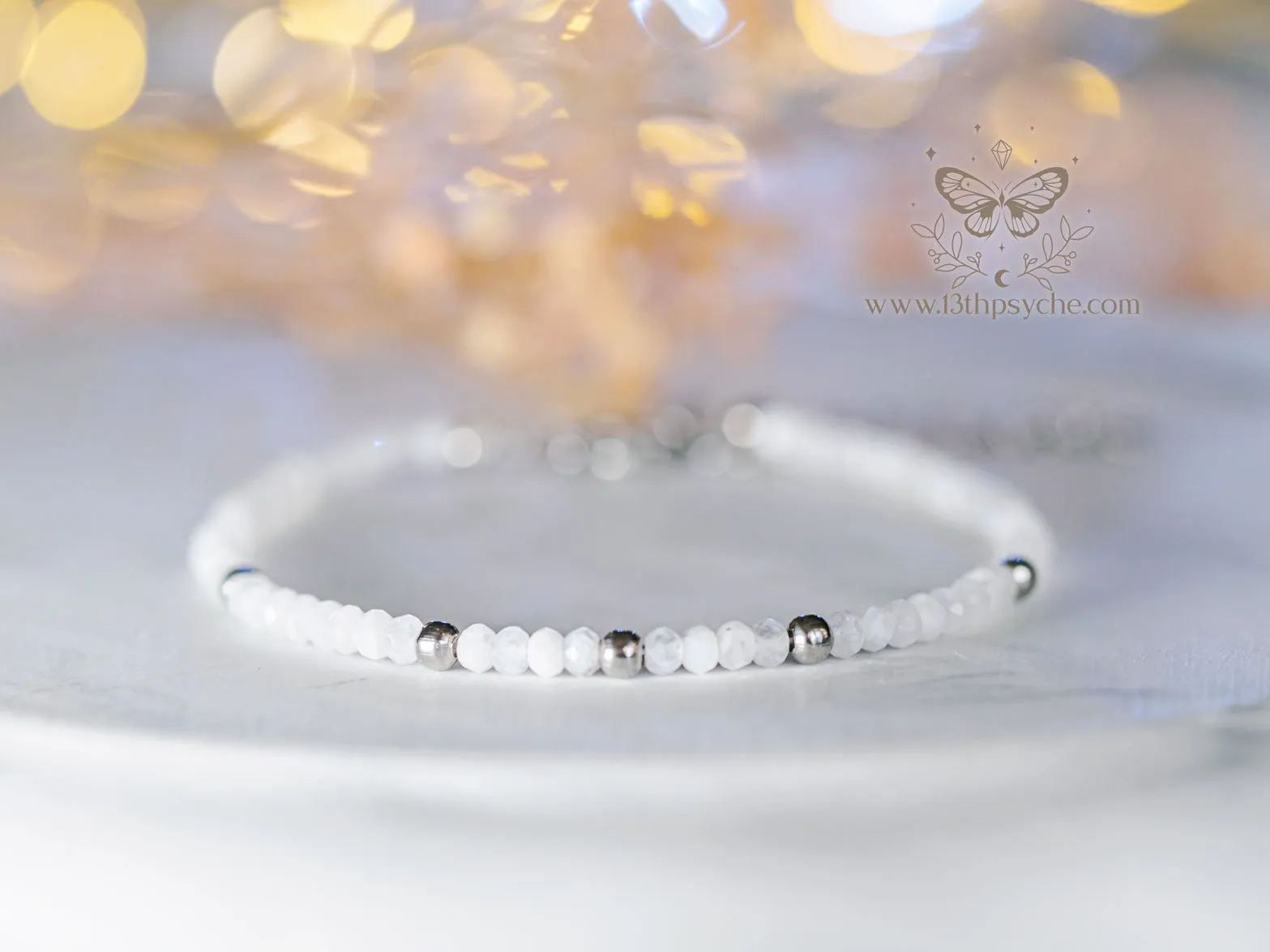 Dainty faceted Moonstone gemstone bracelet